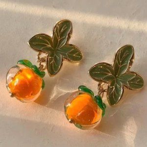 🍊persimmon glass earrings 🍊